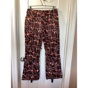 Spyder womens  Geometric Print Pockets Snow Ski Pants Snowboarding Brown Size 10